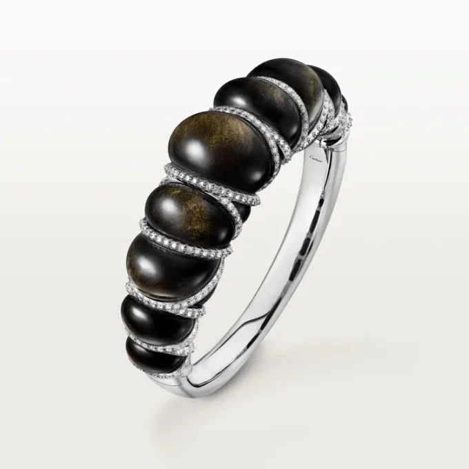 Bransoletka Cartier Libre Tressage, obsydian, diamenty