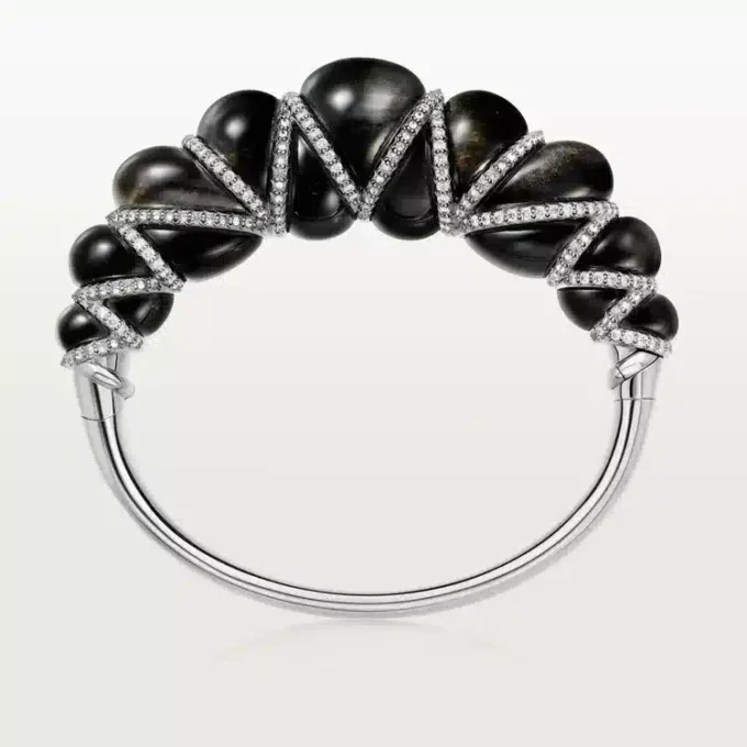 Bransoletka Cartier Libre Tressage, obsydian, diamenty Bransoletka Cartier Libre Tressage, obsydian, diamenty
