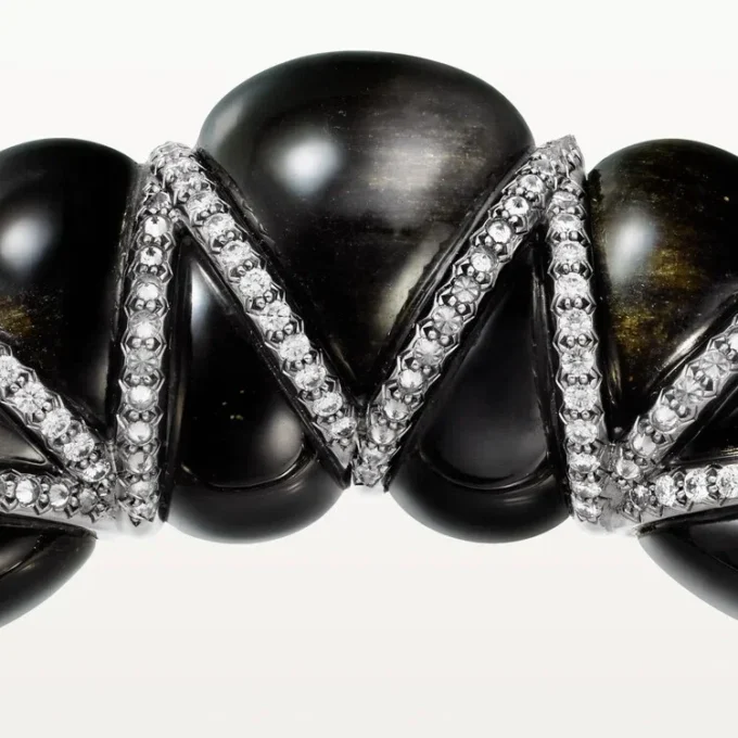 Bransoletka Cartier Libre Tressage, obsydian, diamenty Bransoletka Cartier Libre Tressage, obsydian, diamenty