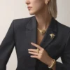 Kolczyki Faune Et Flore De Cartier, żółte, pomarańczowe i brązowe diamenty, pavé