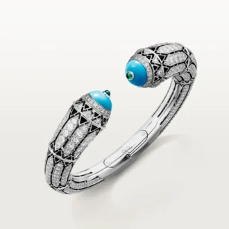 Bransoletka Geometrie & Contrastes, turkusowa, z pavé