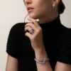 Bransoletka Panthere De Cartier, czarna lakierowana, wysadzana kamieniami