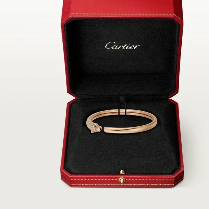 Bransoletka Panthere De Cartier, mały model, częściowo wysadzana kamieniami