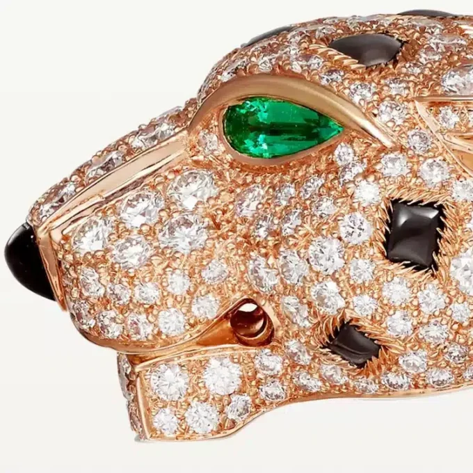 Bransoletka Panthere De Cartier, obsydian, pavé