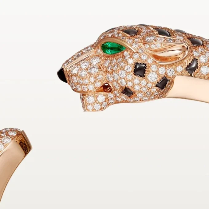 Bransoletka Panthere De Cartier, obsydian, pavé