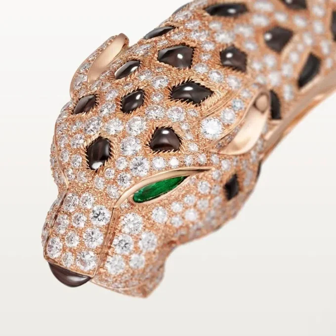 Bransoletka Panthere De Cartier, obsydian, pavé