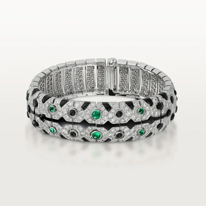Bransoletka Panthere De Cartier, szmaragd, pavé