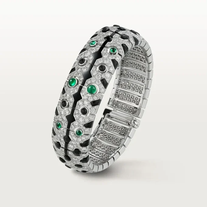 Bransoletka Panthere De Cartier, szmaragd, pavé