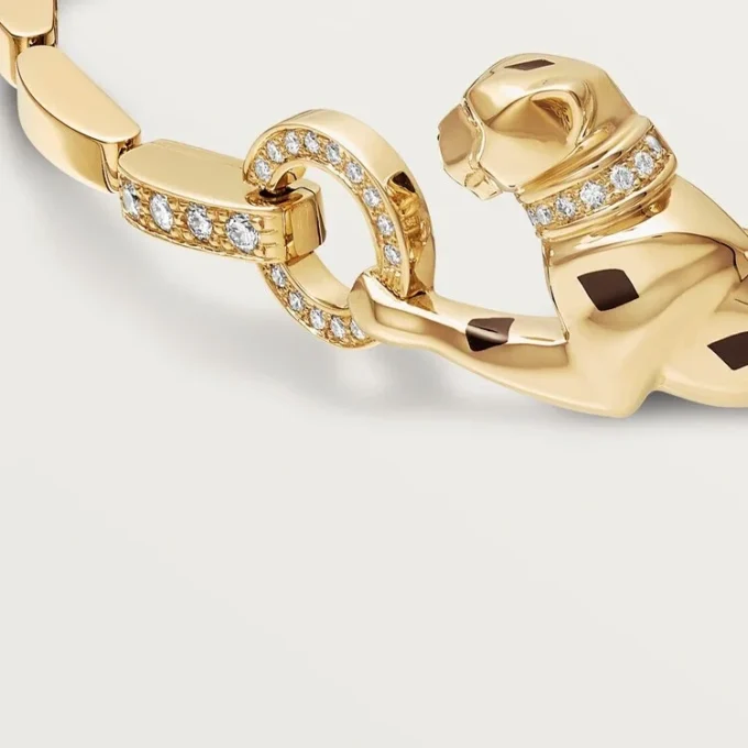 Bransoletka Panthere De Cartier – żółte złoto, lakier, diamenty, granaty tsaworytowe, onyks – Cartier