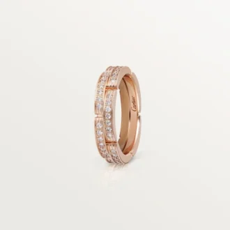Cienka obrączka ślubna Maillon Panthere, 2 rzędy wysadzane diamentami – różowe złoto, diamenty – Cartier