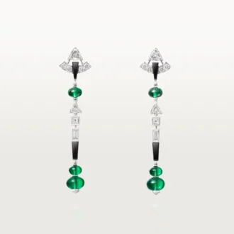 Kolczyki En Equilibre, szmaragd, pavé