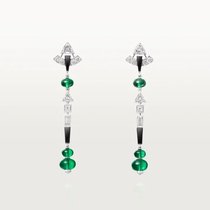 Kolczyki En Equilibre, szmaragd, pavé