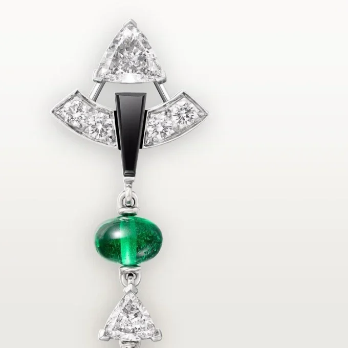 Kolczyki En Equilibre, szmaragd, pavé