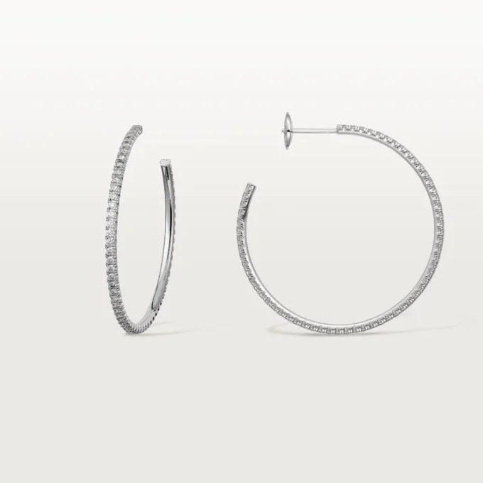 Kolczyki Etincelle De Cartier, duży model – białe złoto, diamenty – Cartier