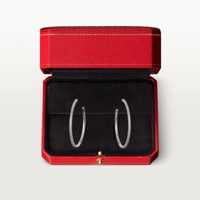 Kolczyki Etincelle De Cartier, duży model – białe złoto, diamenty – Cartier