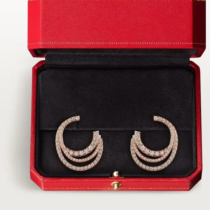 Kolczyki Etincelle De Cartier – różowe złoto, diamenty – Cartier