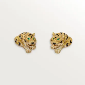 Kolczyki Faune Et Flore De Cartier, żółte, pomarańczowe i brązowe diamenty, pavé