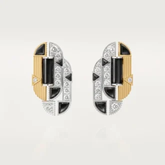 Kolczyki Geometrie & Contrastes, onyks, pavé