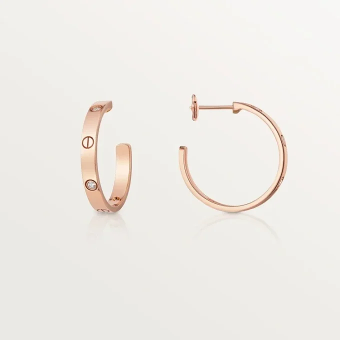 Kolczyki Love – różowe złoto, diamenty – Cartier