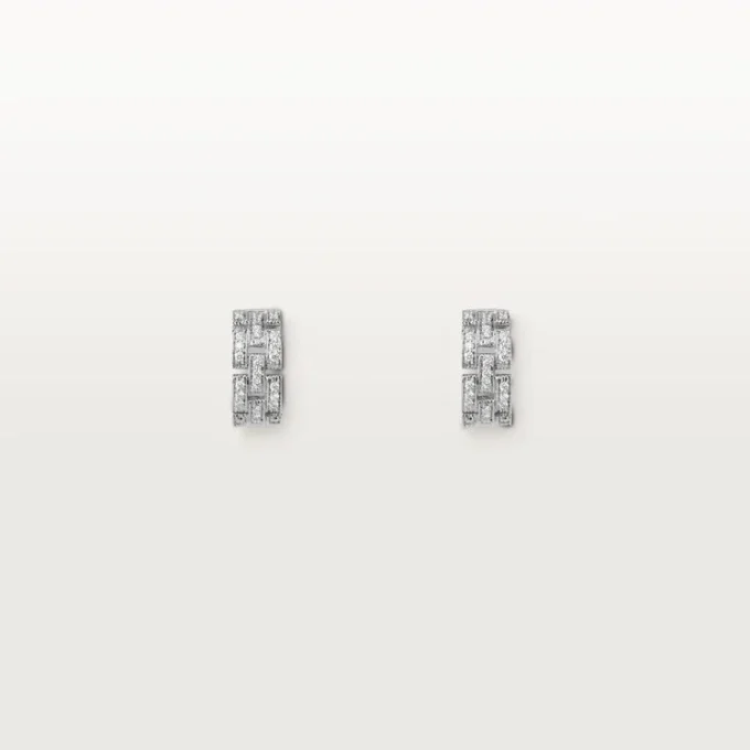 Kolczyki Maillon Panthere, 3 rzędy wysadzane diamentami – białe złoto, diamenty – Cartier