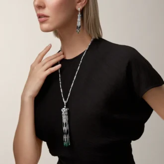Kolczyki Panthere De Cartier, szmaragdy, pavé