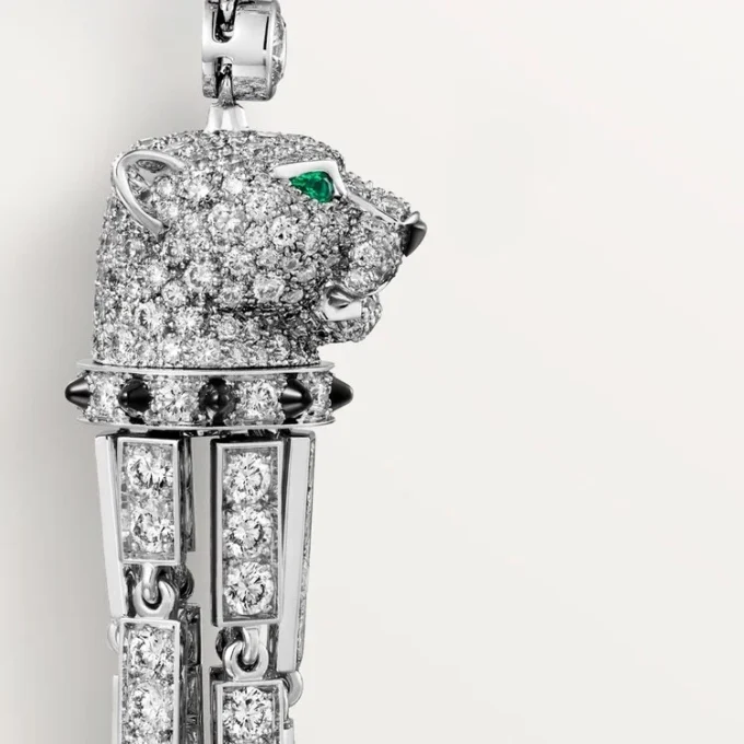 Kolczyki Panthere De Cartier, szmaragdy, pavé