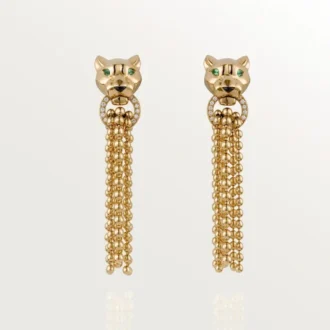 Kolczyki Panthere De Cartier – żółte złoto, diamenty, granaty tsaworytowe, onyks – Cartier