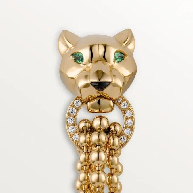 Kolczyki Panthere De Cartier – żółte złoto, diamenty, granaty tsaworytowe, onyks – Cartier