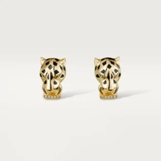 Kolczyki Panthere De Cartier – żółte złoto, lakier, diamenty, granaty tsaworytowe, onyks – Cartier