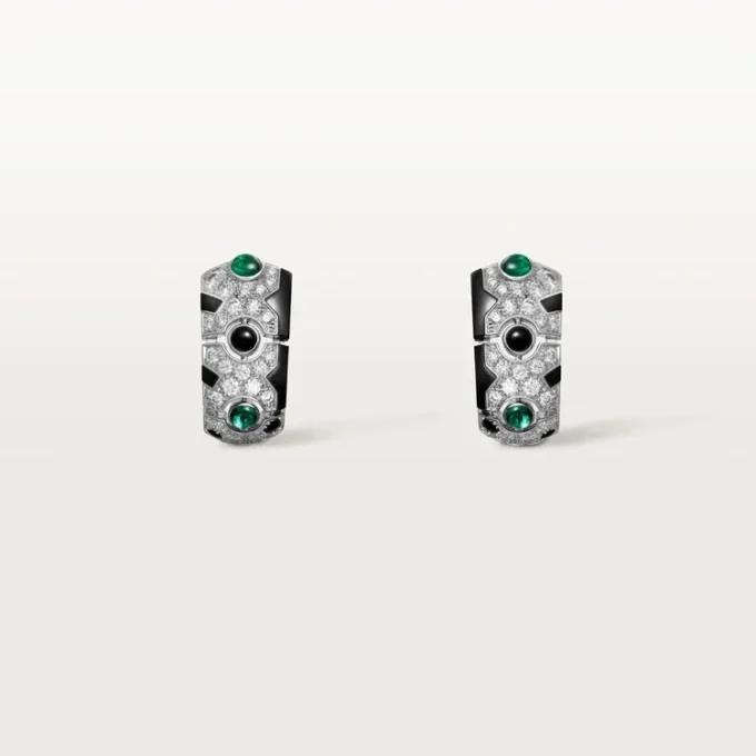 Kolczyki [Sur]Naturel – białe złoto, szmaragdy, onyks, diamenty – Cartier