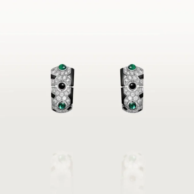 Kolczyki [Sur]Naturel – białe złoto, szmaragdy, onyks, diamenty – Cartier