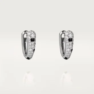 Małe kolczyki w kształcie kółek Panthere Diamond, białe złoto | Cartier Us