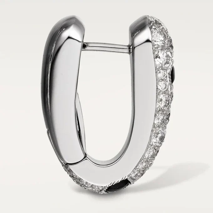 Małe kolczyki w kształcie kółek Panthere Diamond, białe złoto | Cartier Us