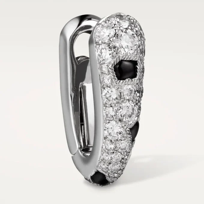 Małe kolczyki w kształcie kółek Panthere Diamond, białe złoto | Cartier Us