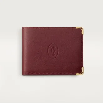 Monety/banknoty/bordowa skóra cielęca, złote wykończenie – Cartier