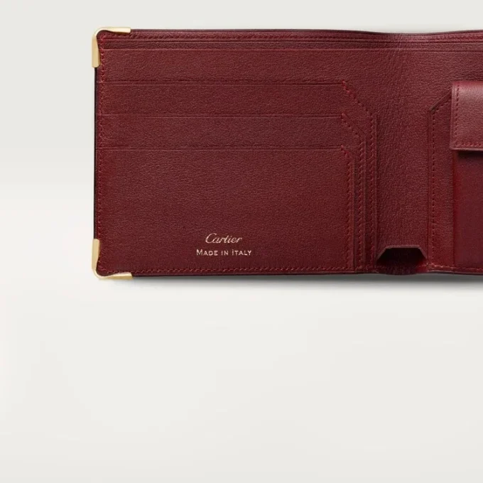 Monety/banknoty/bordowa skóra cielęca, złote wykończenie – Cartier Monety/banknoty/bordowa skóra cielęca, złote wykończenie – Cartier