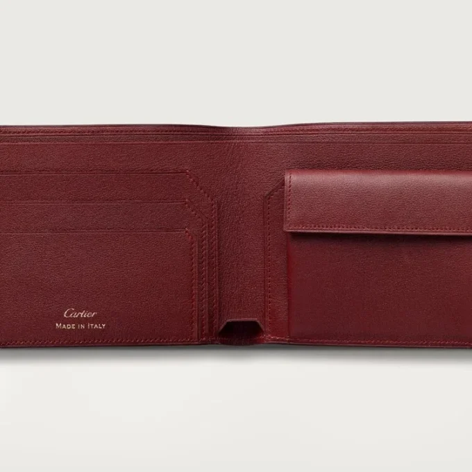 Monety/banknoty/bordowa skóra cielęca, złote wykończenie – Cartier Monety/banknoty/bordowa skóra cielęca, złote wykończenie – Cartier