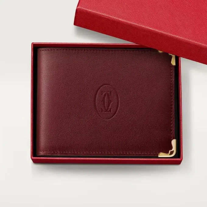 Monety/banknoty/bordowa skóra cielęca, złote wykończenie – Cartier Monety/banknoty/bordowa skóra cielęca, złote wykończenie – Cartier
