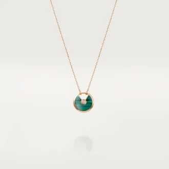 Naszyjnik Amulette De Cartier, mały model – różowe złoto, malachit, diament – Cartier