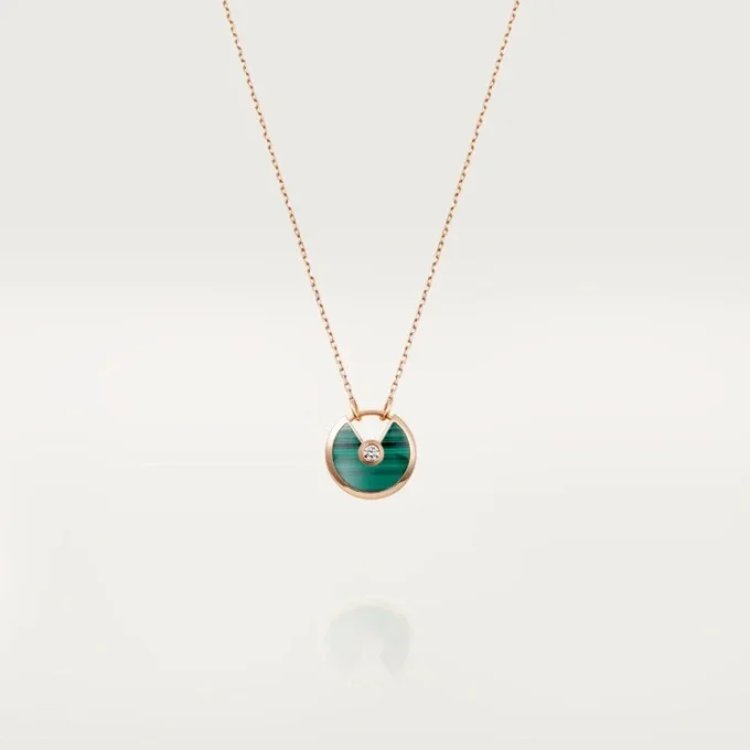 Naszyjnik Amulette De Cartier, mały model – różowe złoto, malachit, diament – Cartier