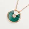 Naszyjnik Amulette De Cartier, mały model – różowe złoto, malachit, diament – Cartier