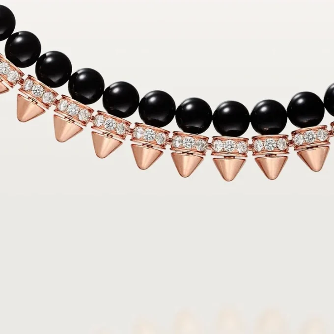Naszyjnik Clash De Cartier, elastyczny, onyks, model w rozmiarze XL, diamenty