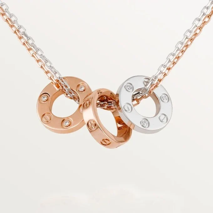 Naszyjnik Love, 6 diamentów – różowe złoto, białe złoto, diamenty – Cartier