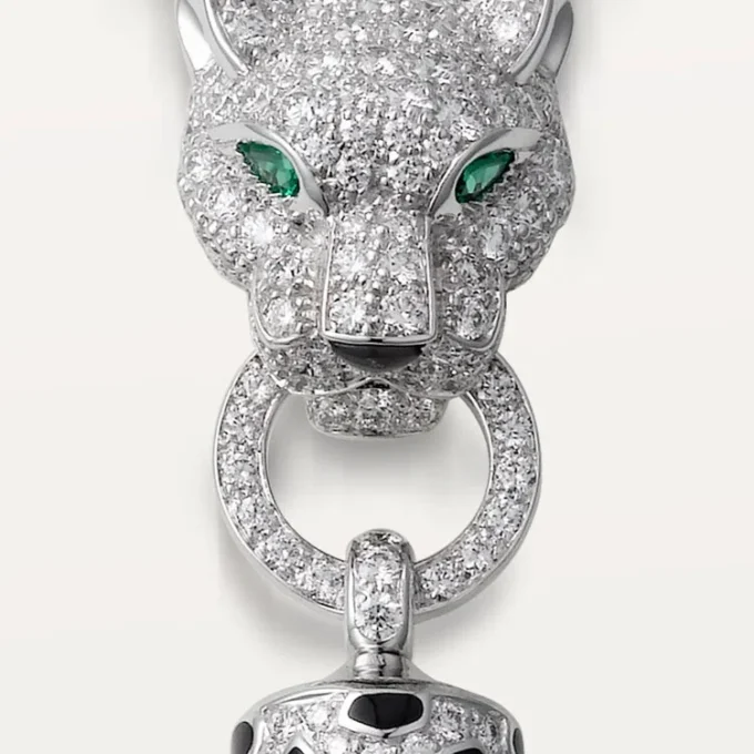 Naszyjnik Panthere De Cartier – białe złoto, czarny lakier, szmaragdy, onyks, diamenty – Cartier