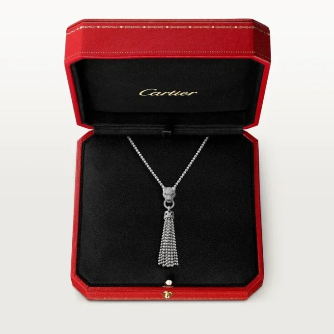 Naszyjnik Panthere De Cartier – białe złoto, czarny lakier, szmaragdy, onyks, diamenty – Cartier