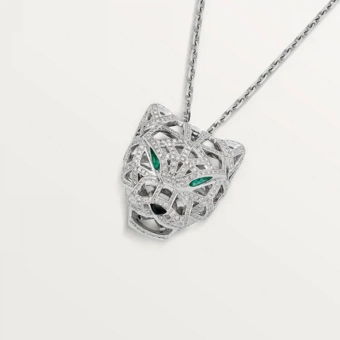 Naszyjnik Panthere De Cartier – białe złoto, szmaragdy, diamenty, onyks – Cartier