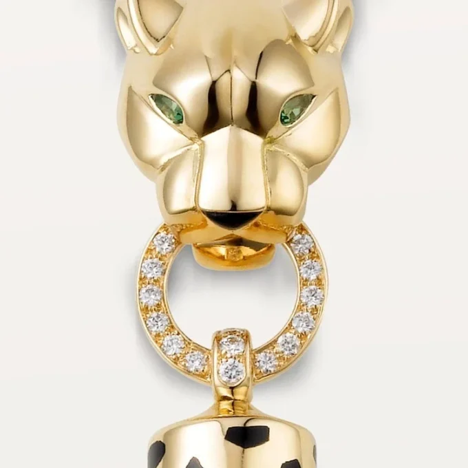 Naszyjnik Panthere De Cartier – żółte złoto, czarny lakier, granaty tsaworytowe, onyks, diamenty – Cartier
