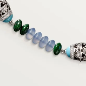 Naszyjnik z kolekcji High Jewelry – białe złoto, chalcedon, skarn, turkus, czarny lakier, diamenty – Cartier