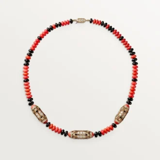 Naszyjnik z kolekcji High Jewelry – różowe złoto, koral, onyks, czarny lakier, diamenty – Cartier