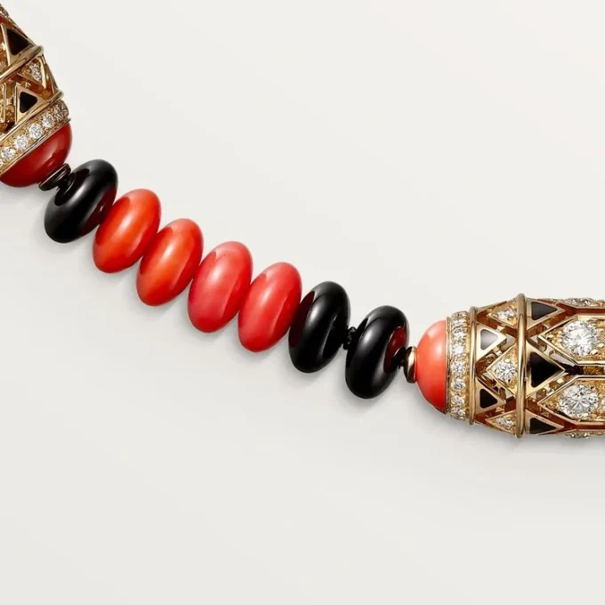 Naszyjnik z kolekcji High Jewelry – różowe złoto, koral, onyks, czarny lakier, diamenty – Cartier